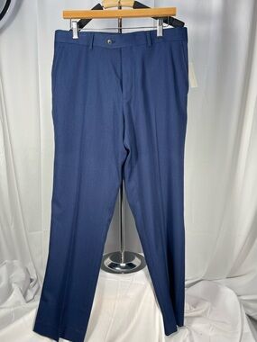 NWT Perry Ellis Navy Microdot Dress Pants w/comfort stretch technology